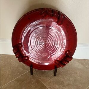 Fortunata Tuscany Italian Ruby Red Decorative Ceramic Glazed Platter 17”D X 2”H